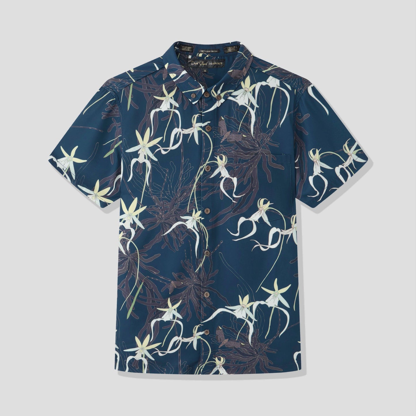 Ghost Orchid Navy Button Down Shirt