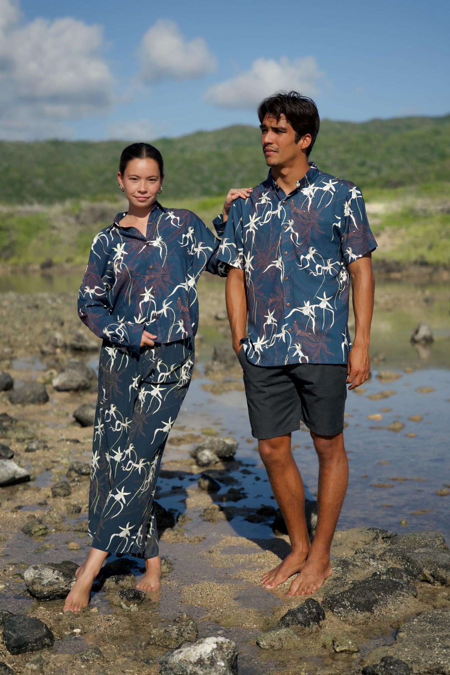 Ghost Orchid Navy Palazzo Pants