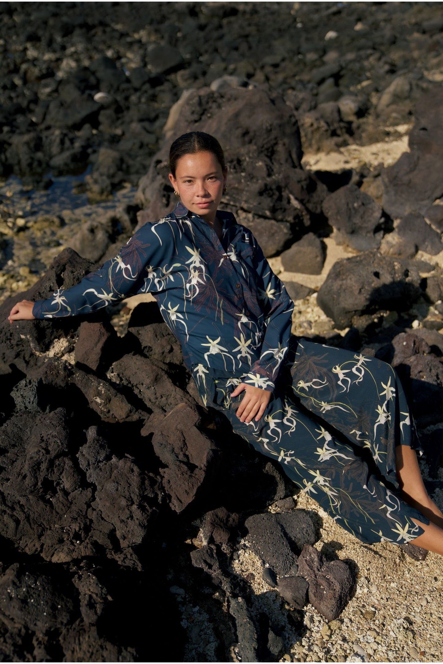 Ghost Orchid Navy Palazzo Pants