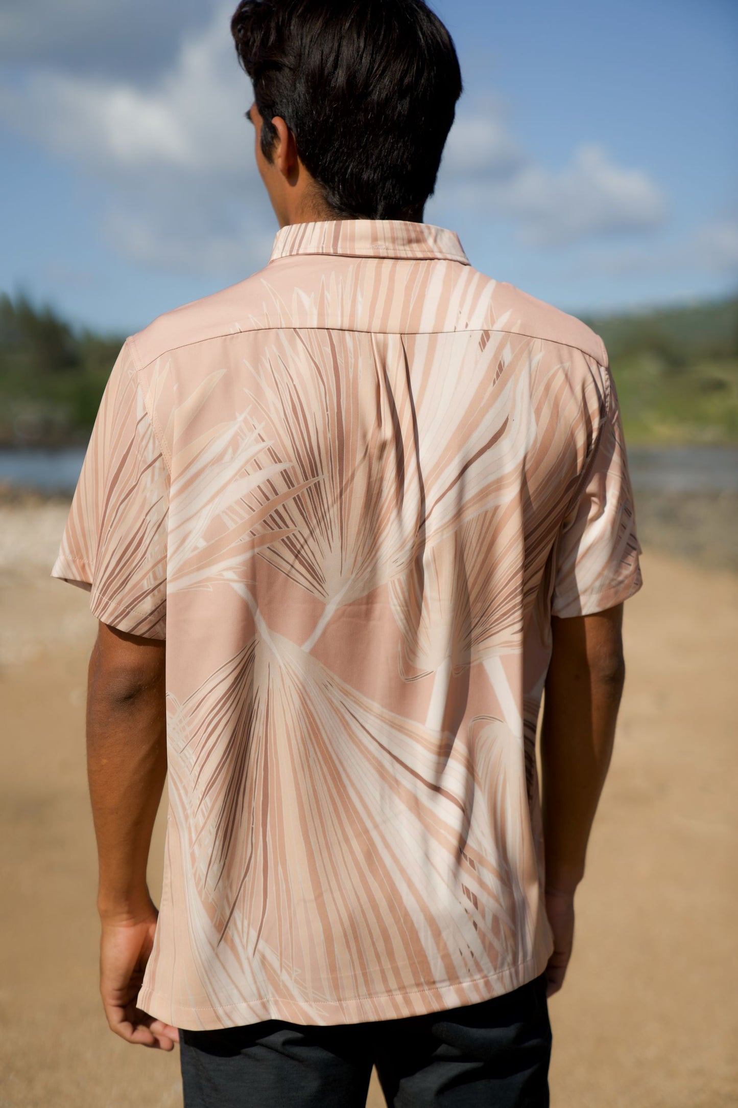 Sabal Palm Beige Button Down Shirt